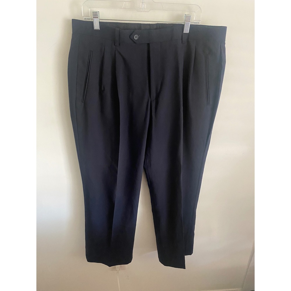 Mantoni Men's Navy Blue Extra Fine 100% Wool Pleated Dress Pants Size‎ 36R
